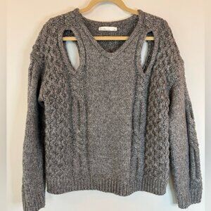 Oak & Fort Oversized Cable Knit Sweater w/ Cutouts – XXS (Fits M)